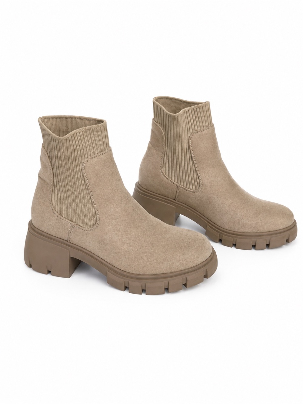 Sincerely Jules Beige Taupe Chelsea Ankle Boots Chunky Lug Sole Size 7M